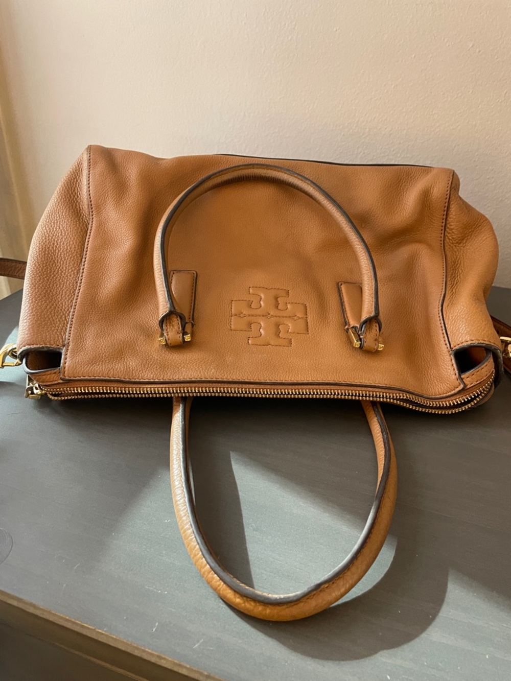 Tory Burch Cognac Leather Satchel with Gold Hardware - Picture 9 of 9